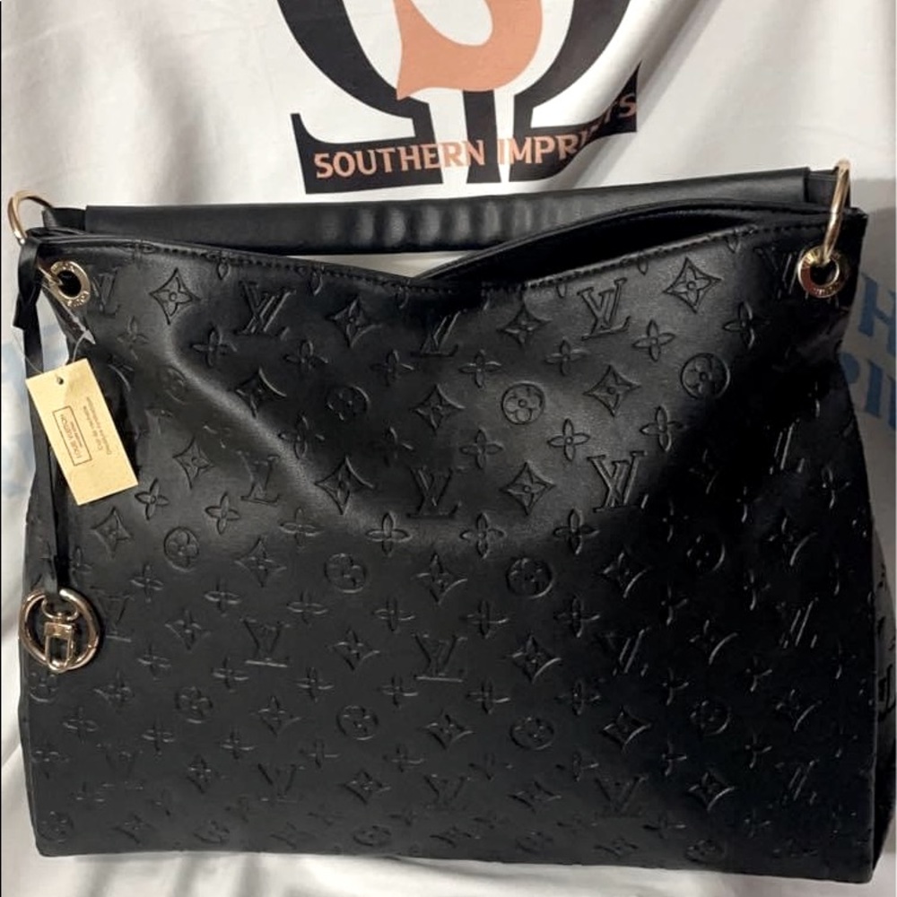 Artsy Black embossed designer cowhide leather